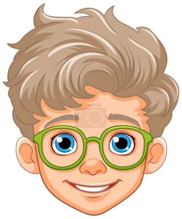Ilustración de Niño cabeza de dibujos animados con gafas aisladas ilustración - Imagen libre de derechos