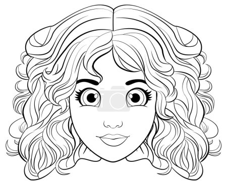 Téléchargez les illustrations : Femme tête dessin animé isolé illustration - en licence libre de droit
