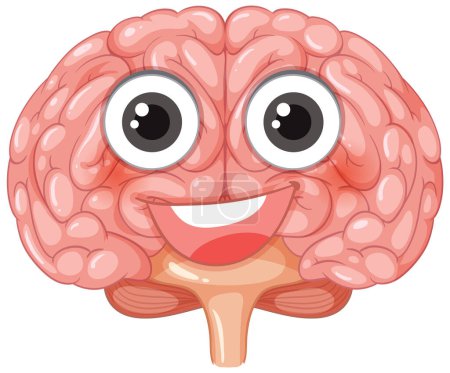 Illustration for A cheerful cartoon illustration depicting the anatomy of a happy brain - Royalty Free Image