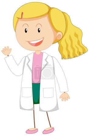 Photo for Adorable scientist wearing a gown in doodle style - Royalty Free Image