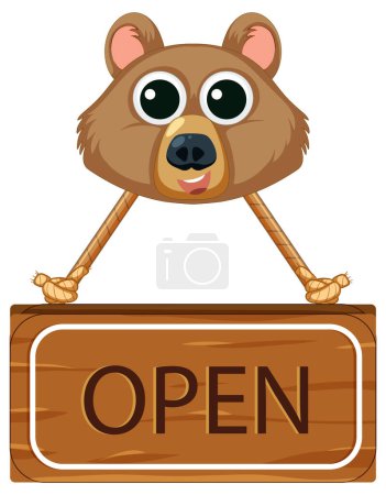 Téléchargez les illustrations : Illustration vectorielle d'une bannière ouverte représentant un visage d'ours - en licence libre de droit