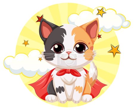 Happy cat cartoon character with comic background icon in vector illustration style