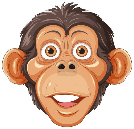 Téléchargez les illustrations : Illustration vectorielle de personnage de bande dessinée tête de chimpanzé - en licence libre de droit