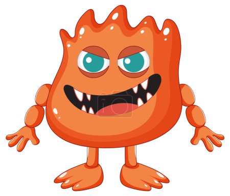 Ilustración de Ilustración de monstruos alienígenas naranjas lindos con un ambiente juguetón y caprichoso - Imagen libre de derechos