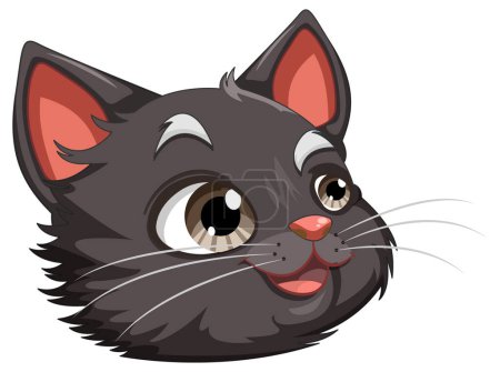 Téléchargez les illustrations : Une tête de chat noire avec des yeux marron frappant illustration - en licence libre de droit