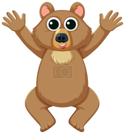 Illustration for A cheerful bear waving its hands while leaping in the air - Royalty Free Image