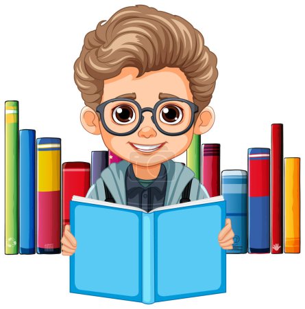 Illustration for Smart Boy Reading Book illustration - Royalty Free Image