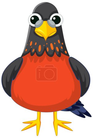 Illustration for A cute bird cartoon character standing in a vector illustration - Royalty Free Image