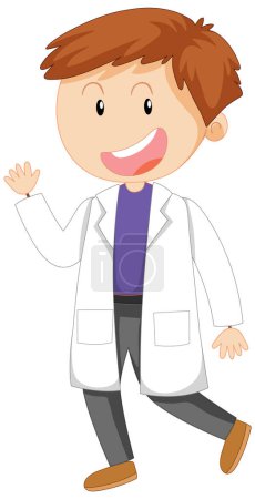 Ilustración de Adorable ilustración al estilo de garabato de un científico masculino con un vestido - Imagen libre de derechos