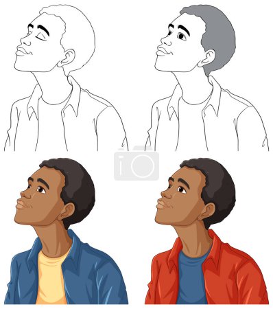 Ilustración de Hombre africano dibujo animado carácter doodle esquema ilustración - Imagen libre de derechos