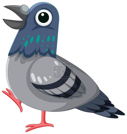 Illustration for Adorable cartoon pigeon bird walking in a vector illustration - Royalty Free Image