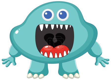 Ilustración de Una ilustración vectorial de un monstruo azul con la boca abierta - Imagen libre de derechos