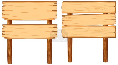 Illustration for A vector cartoon illustration of two wooden signboard frames - Royalty Free Image
