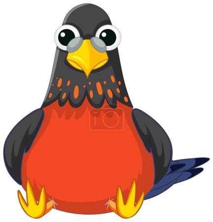Illustration for Adorable bird cartoon character sitting in a charming vector illustration - Royalty Free Image