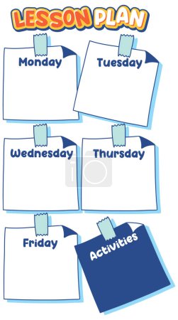Illustration for A blank notepad with a weekly lesson plan templat - Royalty Free Image