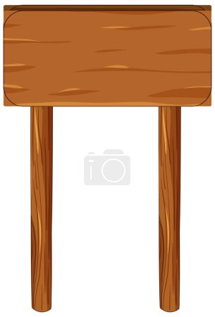 Téléchargez les illustrations : Illustration vectorielle d'un cadre d'enseigne en bois fixé à un poteau en bois - en licence libre de droit