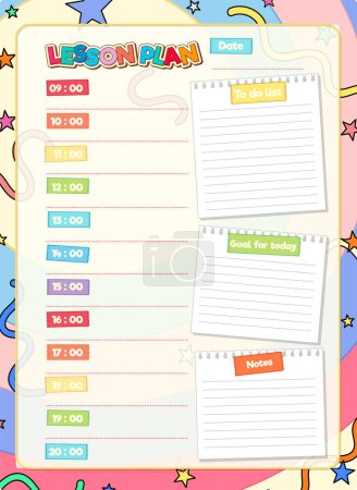 Téléchargez les photos : Un bloc-notes doublé avec des divisions horaires pour planifier efficacement votre journée - en image libre de droit