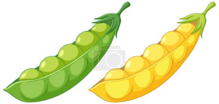Ilustración de Una colorida ilustración vectorial de guisantes verdes y amarillos aislados - Imagen libre de derechos