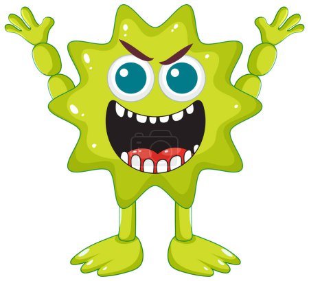 Ilustración de Un animado y vibrante vector ilustración de un monstruo verde espinoso - Imagen libre de derechos