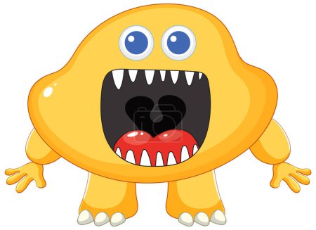Ilustración de Un vector vibrante ilustración de un monstruo amarillo salvaje con la boca abierta - Imagen libre de derechos