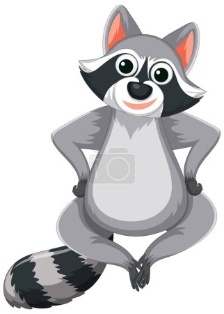Téléchargez les illustrations : Un personnage de dessin animé de raton laveur mignon et animé, isolé sur un fond blanc - en licence libre de droit