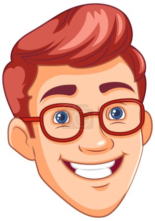 Illustration for Man wearing glasses smiling head illustration - Royalty Free Image