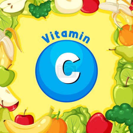 Illustration for An informative illustration of vitamin C-rich food items - Royalty Free Image