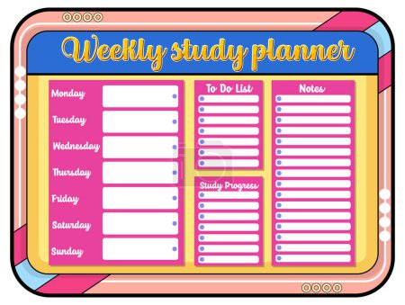 Illustration for A vector cartoon illustration of a student's lesson plan and to-do list template - Royalty Free Image