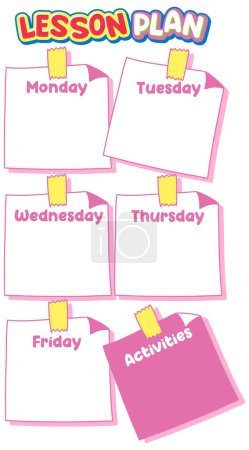 Illustration for A blank notepad with a weekly lesson plan templat - Royalty Free Image