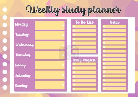 Illustration for Organized study plan with hourly schedule for effective learning - Royalty Free Image
