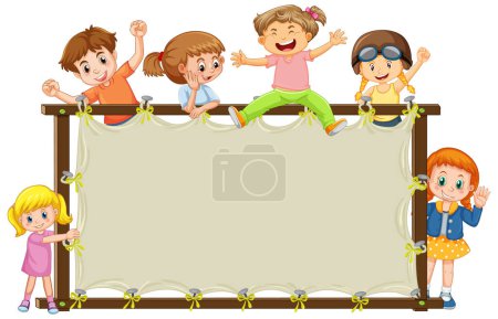 Illustration for Happy children standing together, expressing their creativity through art - Royalty Free Image