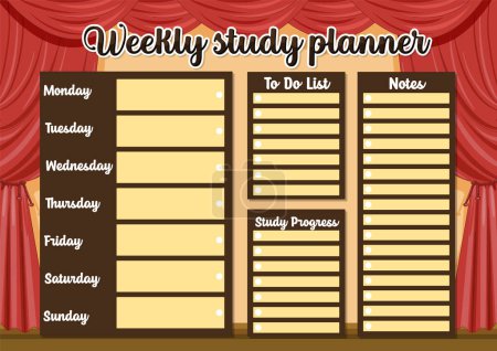 Illustration for A schedule divided by hour for weekly lessons - Royalty Free Image