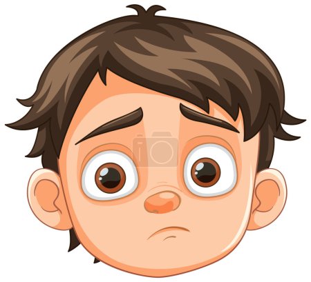 Illustration for A vector cartoon illustration of a boy with a melancholic expression - Royalty Free Image
