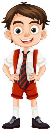 Illustration for Vector cartoon illustration of a bored boy student in school uniform - Royalty Free Image