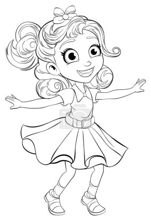 Illustration for A happy and cute girl dancing and smiling in delight - Royalty Free Image