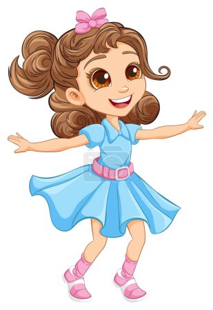 Illustration for A vibrant vector illustration of a cheerful girl dancing with joy - Royalty Free Image