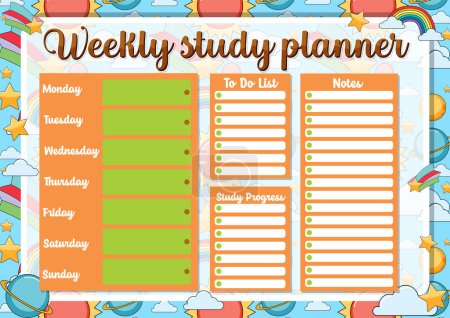 Illustration for A handy template for organizing student lesson plans and tasks - Royalty Free Image