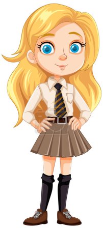 Illustration for A happy teenage girl wearing a school uniform and smiling - Royalty Free Image