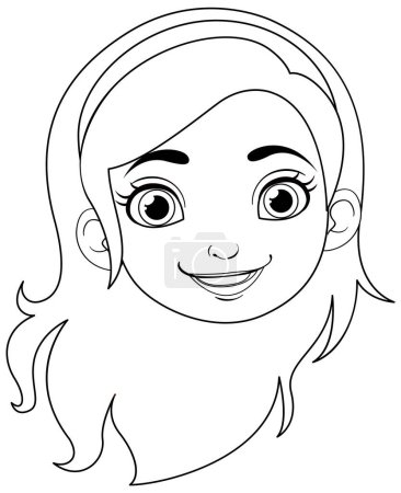 Illustration for A vector illustration of a happy girl with long hair - Royalty Free Image