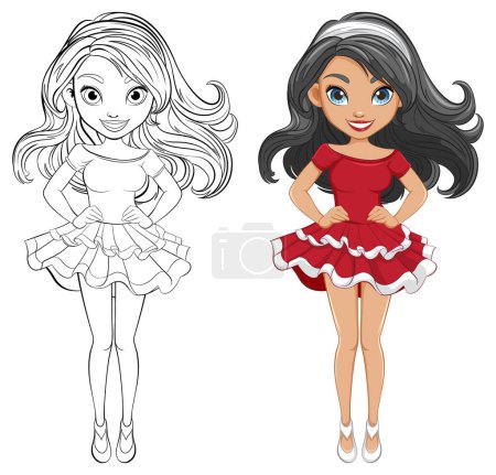 Illustration for A stunning cartoon character wearing a mini skirt dress - Royalty Free Image