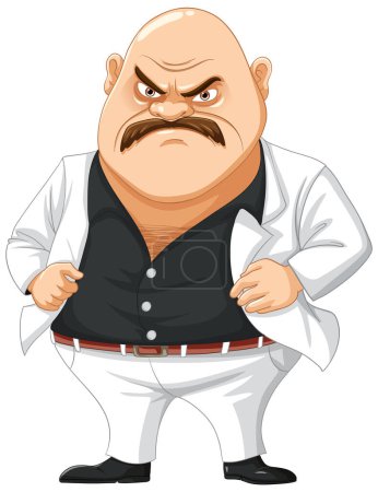Illustration for Isolated vector illustration of a middle-aged mafia man with a grumpy expression and a mustache - Royalty Free Image
