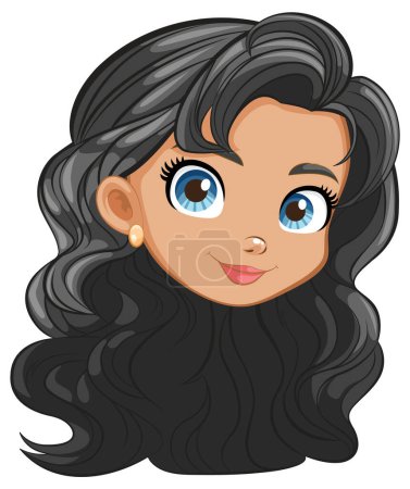 Téléchargez les illustrations : Une superbe illustration vectorielle d'une femme aux cheveux longs fluides - en licence libre de droit