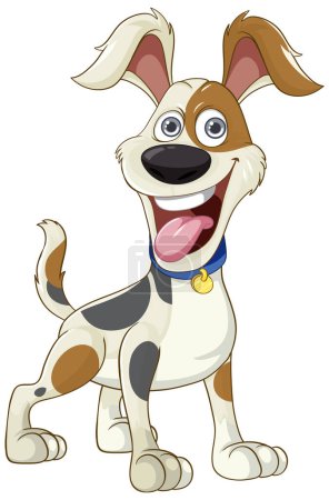 Ilustración de Un perro lindo y emocionado de pie con una sonrisa y cola meneando - Imagen libre de derechos