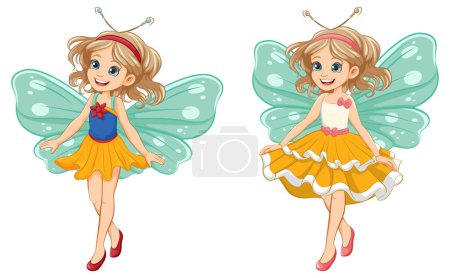 Illustration for A cute princess fairy in a fantasy cartoon illustration - Royalty Free Image