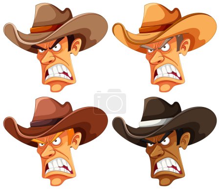 Ilustración de Ilustración de un vaquero furioso con sombrero - Imagen libre de derechos