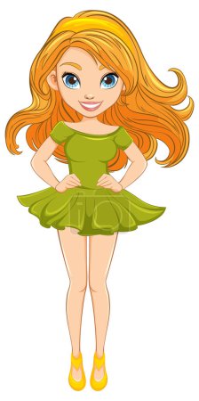 Illustration for Stunning cartoon character with flowing hair and stylish attire - Royalty Free Image