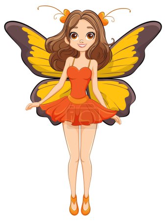 Illustration for A beautiful fairy with butterfly wings gracefully flying through the air - Royalty Free Image