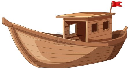 Ilustración de Barco de madera aislado sobre fondo blanco ilustración - Imagen libre de derechos