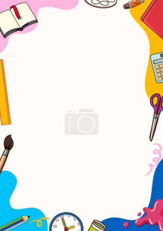 Illustration for A vector cartoon illustration style border frame template for printable learning tools - Royalty Free Image
