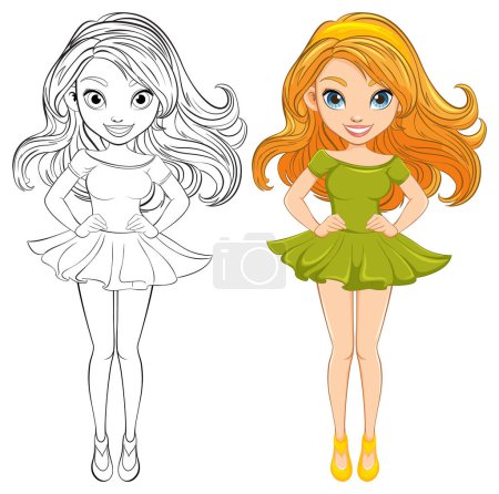 Ilustración de Ilustración vectorial de una mujer impresionante en un mini vestido - Imagen libre de derechos